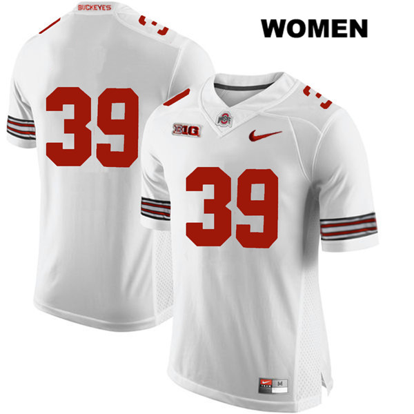 Ohio State Buckeyes Women's Malik Harrison #39 White Authentic Nike No Name College NCAA Stitched Football Jersey XF19N76NG